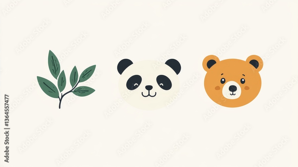 Fototapeta premium Vegan Organic Cosmetic Icons Collection. Not Tested on Animals, Cruelty Free Badges. Eco and Nature Friendly Logo Templates. Flat Line Cartoon Vector Illustration.