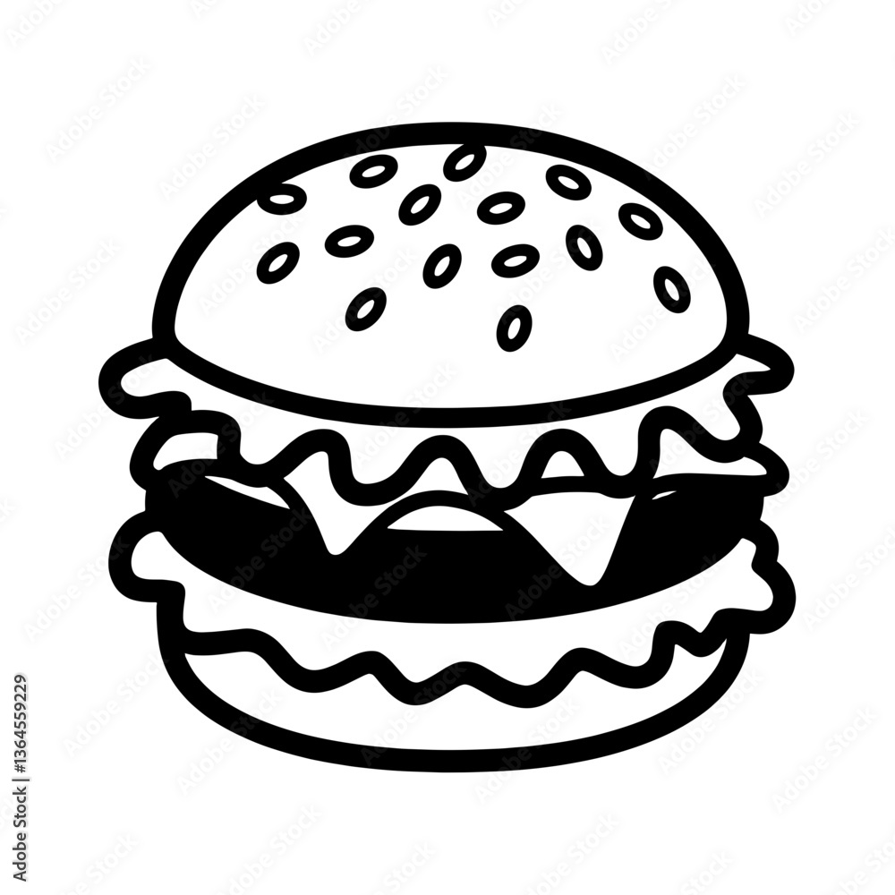 Black And White Hamburger Vector Design Black And White Hamburger Vector Design