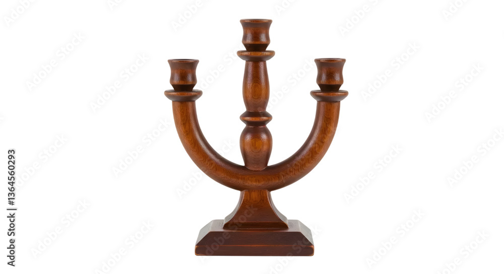 Elegant wooden candlestick holder with three arms, designed for traditional and rustic decor settings, perfect for ambiance in homes and events Elegant wooden candlestick holder with three arms, designed for traditional and rustic decor settings, perfect for ambiance in homes and events
