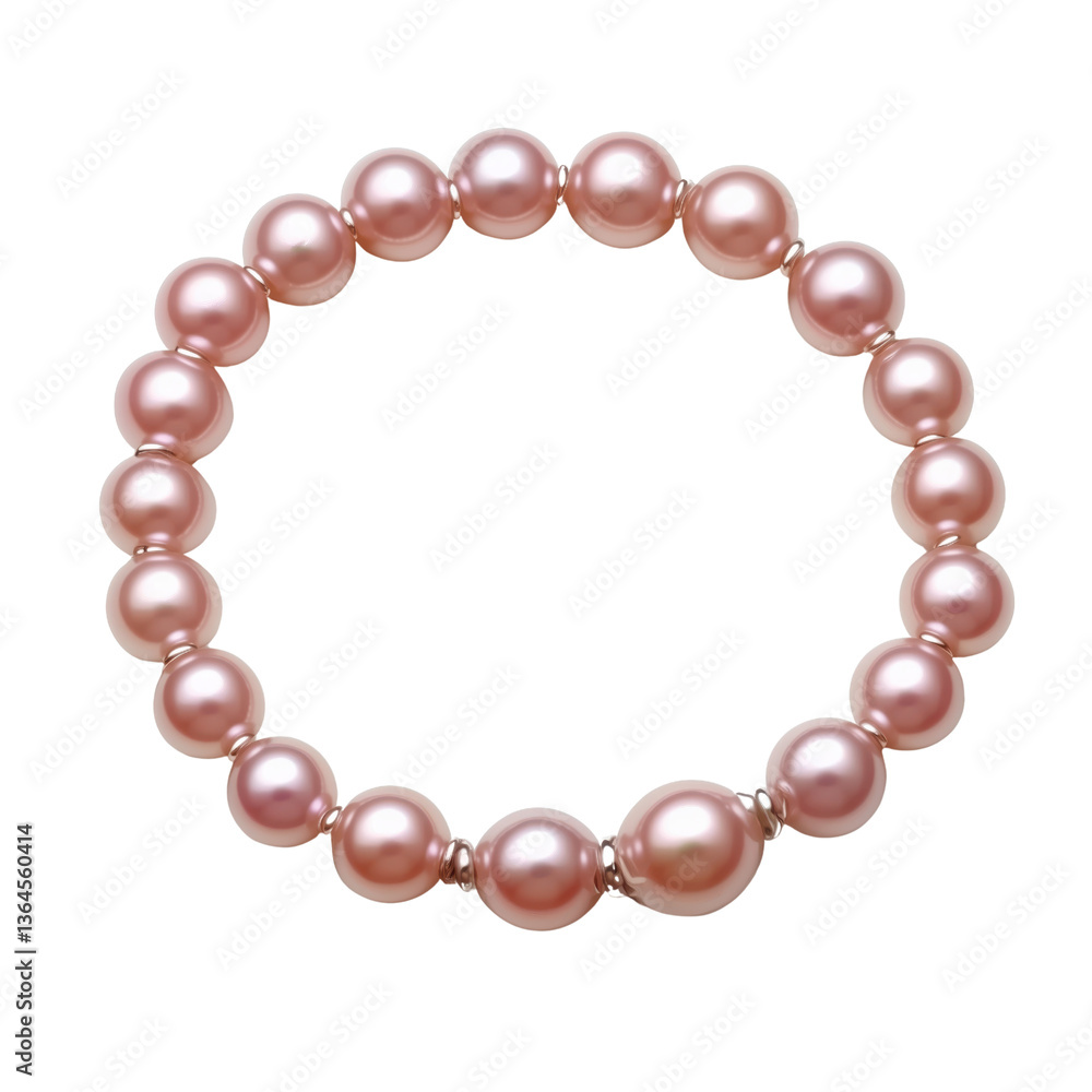 Obraz premium Elegant pink pearl necklace showcasing beautiful design, perfect for adding touch of sophistication to any outfit, isolated on transparent background
