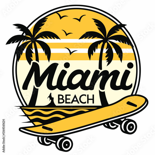 Wallpaper Mural Miami Beach Skateboard Summer Retro Vintage Design Torontodigital.ca