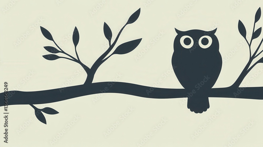 Fototapeta premium Owl Silhouette Tree Branch Nature Design.