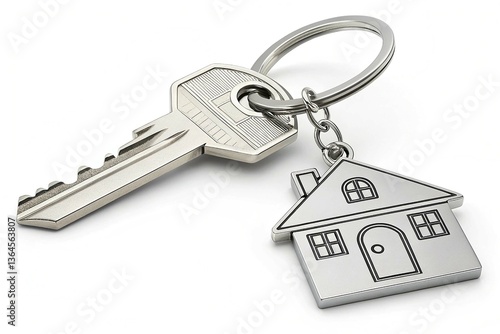 House keys with house shaped keychain, isolated transparent background Png