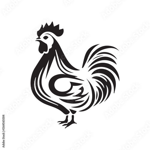 Rooster illustration on white background with farm animal theme