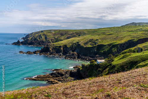 Coast and cliffs of the Celtic Sea near Treen, Cornwall, England, UK