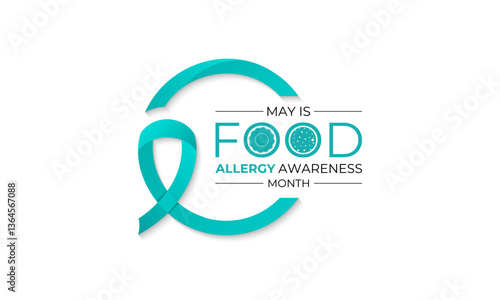 Vector illustration of Food Allergy Awareness Month is May medical  background template. Holiday concept. Realistic ribbon with virus. Design for web banner, cards, prints, social media, poster, flyer