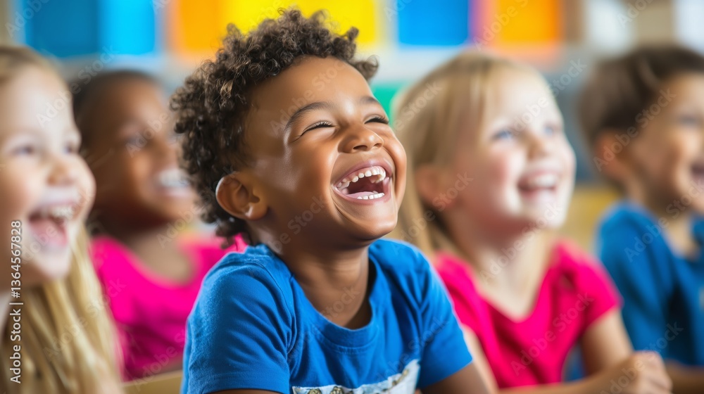 Joyful children engage in learning activities in a cheerful classroom environment Joyful children engage in learning activities in a cheerful classroom environment