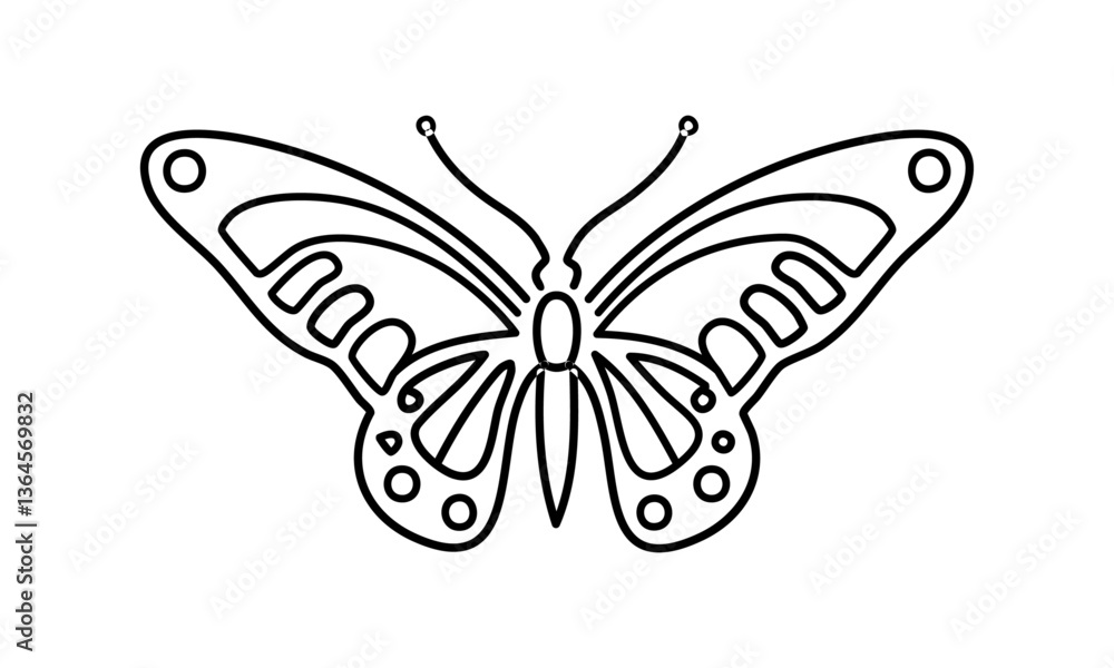 Obraz premium Black Silhouette of a Butterfly with Intricate Wings