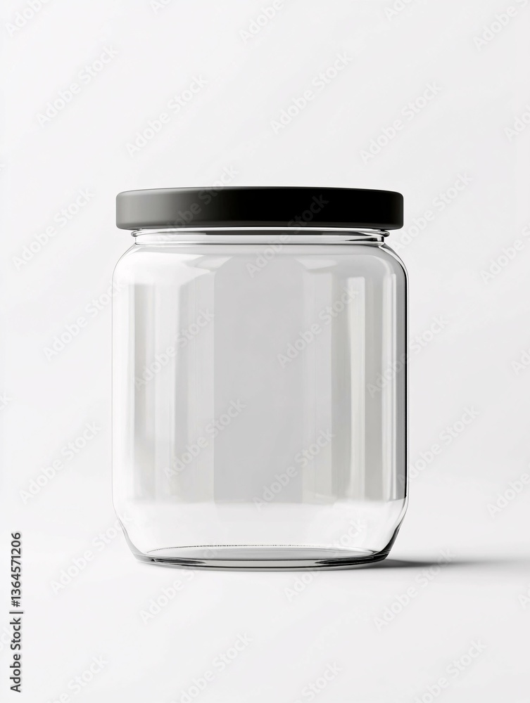 Isolated glass jar mockup featuring a sleek design, perfect for branding presentations and showcasing labels or custom designs in a studio setting. Isolated glass jar mockup featuring a sleek design, perfect for branding presentations and showcasing labels or custom designs in a studio setting.