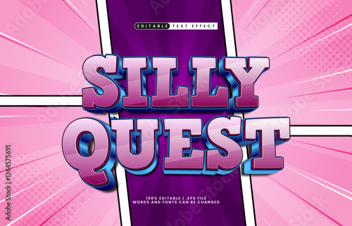 silly quest editable text effect with a comic and cartoon text effect