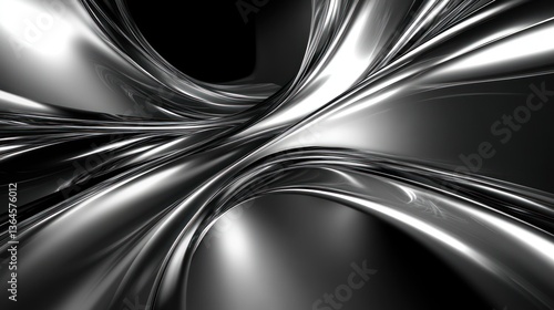 Abstract Chrome Curves: A Sleek, Modern Digital Art Piece