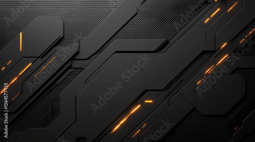 Abstract Dark Tech Background:  Futuristic Black and Orange Digital Design