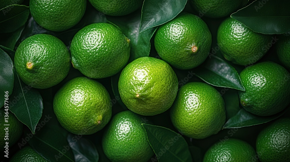 A vibrant display of fresh green limes nestled among lush leaves, showcasing their natural texture and color. A vibrant display of fresh green limes nestled among lush leaves, showcasing their natural texture and color.