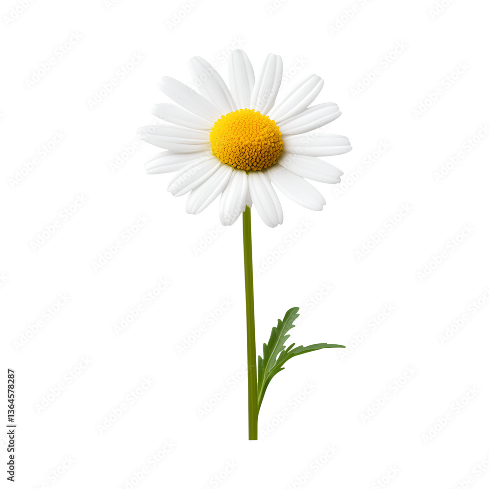 Fototapeta premium beautiful chamomile flower with white petals and yellow center, symbolizing calmness and nature