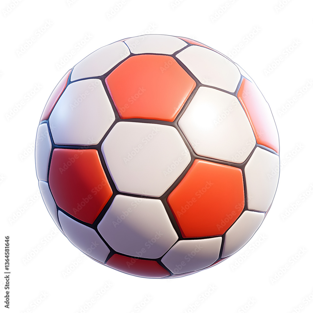 Fototapeta premium Soccer Ball Red and White Hexagon Design Isolated