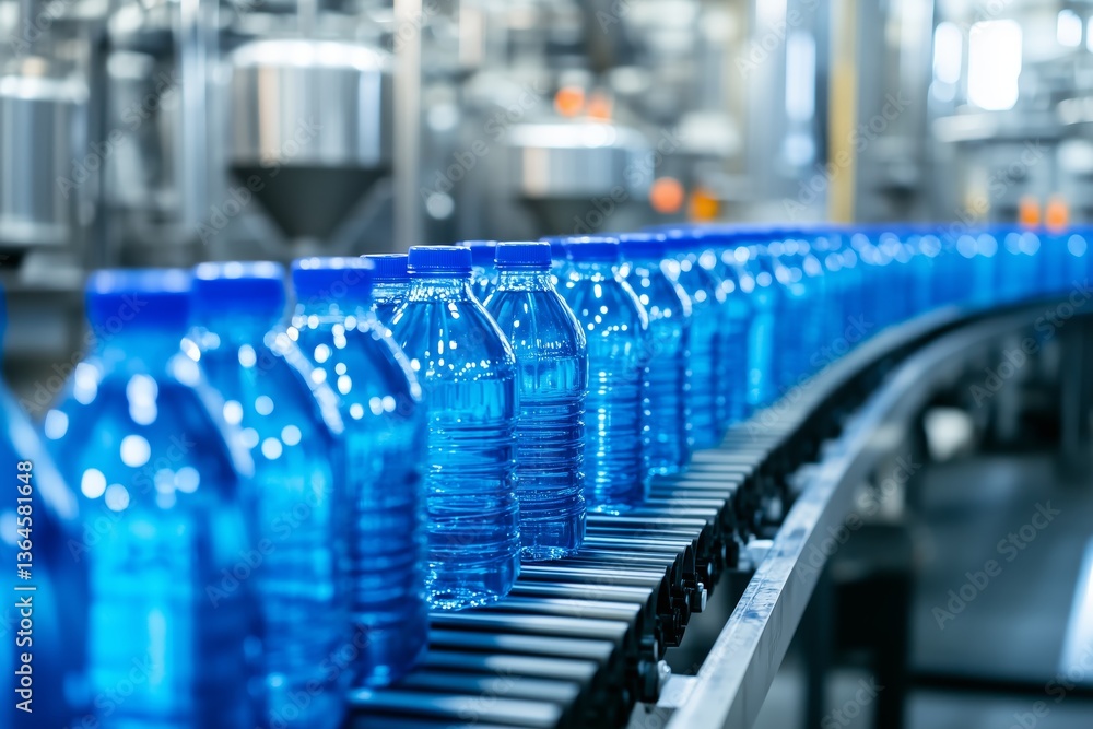 custom made wallpaper toronto digitalBottled Juice Conveyor System Inside Blue-Hued Beverage Plant Industrial Production Line