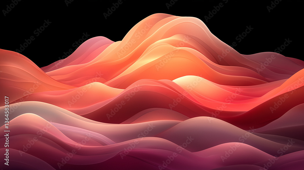 Fototapeta premium Abstract Wavy Landscape: A mesmerizing abstract image of fluid, undulating waves in rich, warm tones evoking a sense of depth, movement, and organic beauty.