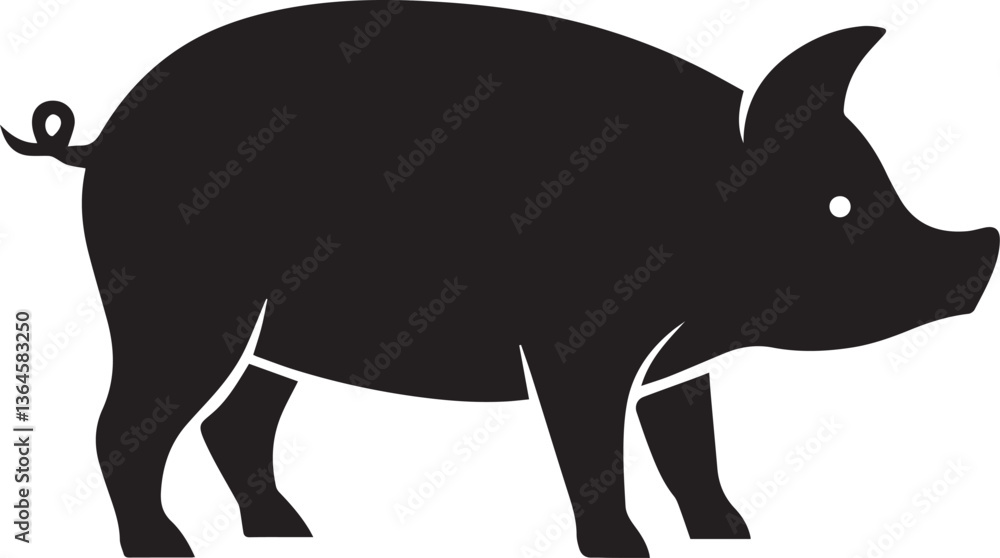 Fototapeta premium Black Rhino Silhouette Vector Illustration
