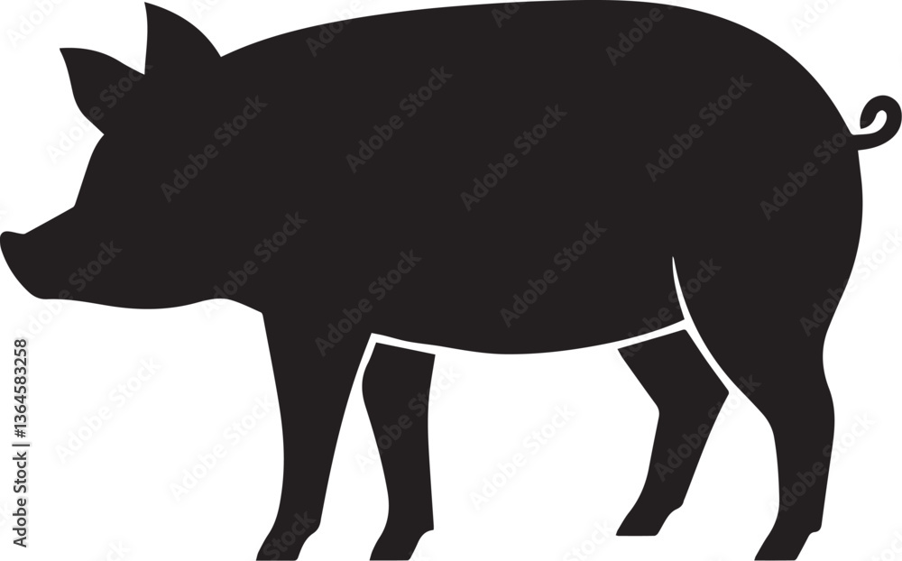 Fototapeta premium Wild boar silhouette vector illustration with a simple and clean design
