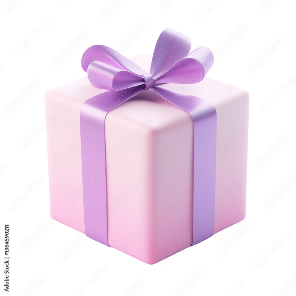 Obraz premium Elegant Pink Gift Box with Lavender Bow 3D Render