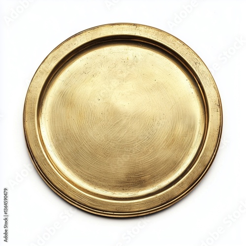Antique Gilt Bronze Charger Plate on White Background
