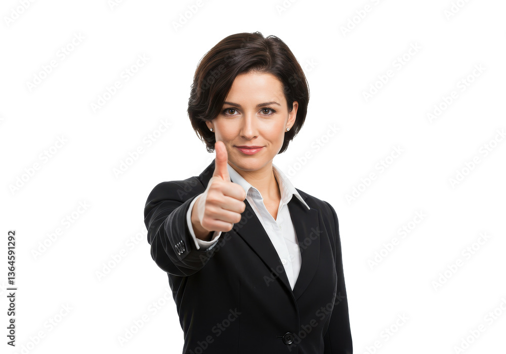 Confident businesswoman giving thumbs isolated on White background Confident businesswoman giving thumbs isolated on White background