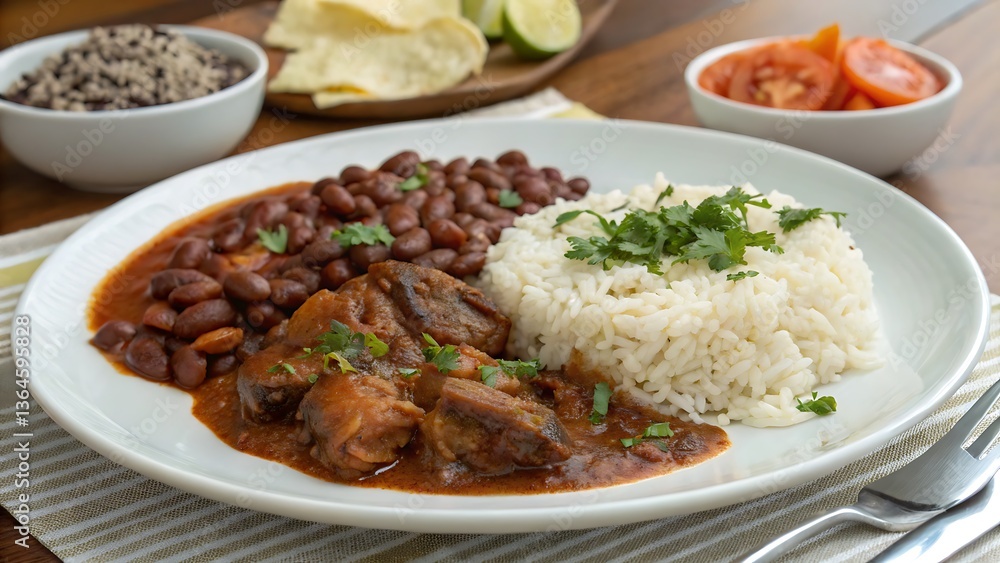 Rice with Meat, Beans, and Vegetables Flavorful and Nutritious Meal with Tender Meat Beans Fresh Arroz con Carne Frijoles Sabrosa y Nutritiva con Carne Tierna, Frijoles Sustanciosos Frescas Rice with Meat, Beans, and Vegetables Flavorful and Nutritious Meal with Tender Meat Beans Fresh Arroz con Carne Frijoles Sabrosa y Nutritiva con Carne Tierna, Frijoles Sustanciosos Frescas