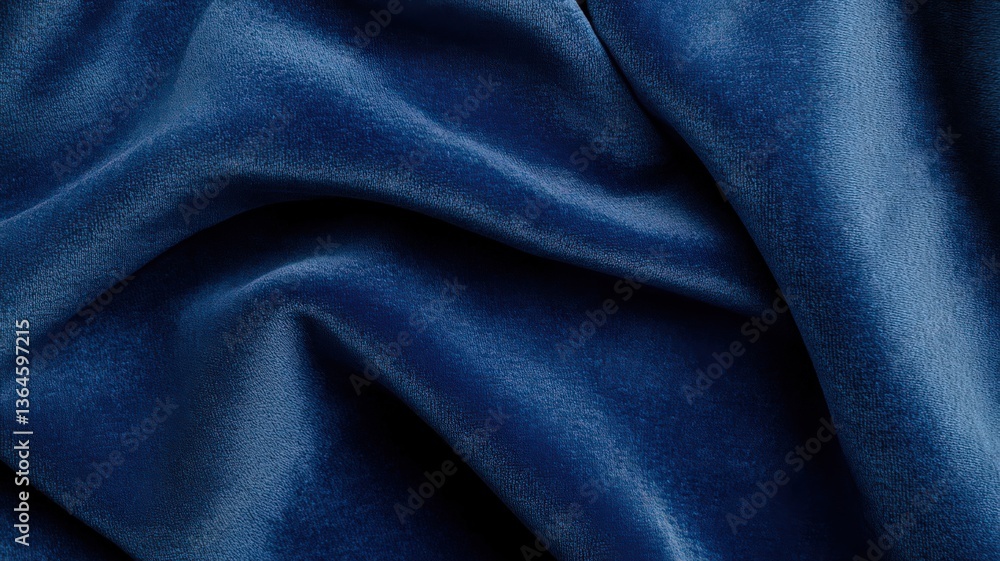 Fototapeta premium Close-Up of Deep Blue Fabric with Soft Folds and Subtle Texture