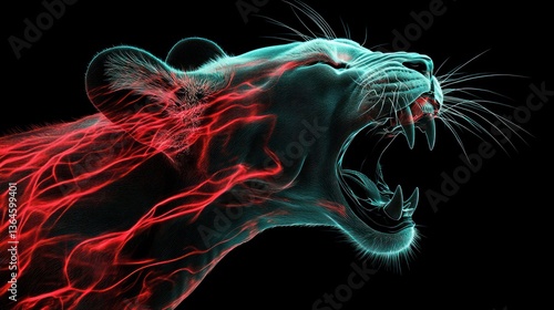 Fierce Cougar Roaring: A Digital Art Masterpiece