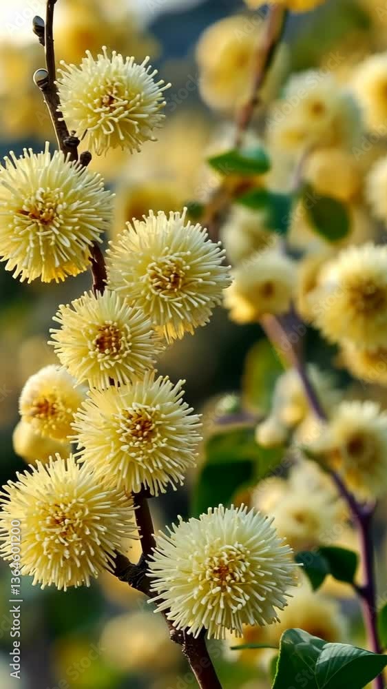 Beautiful cluster of yellow flowers blooming in a garden during warm afternoon sunlight Beautiful cluster of yellow flowers blooming in a garden during warm afternoon sunlight