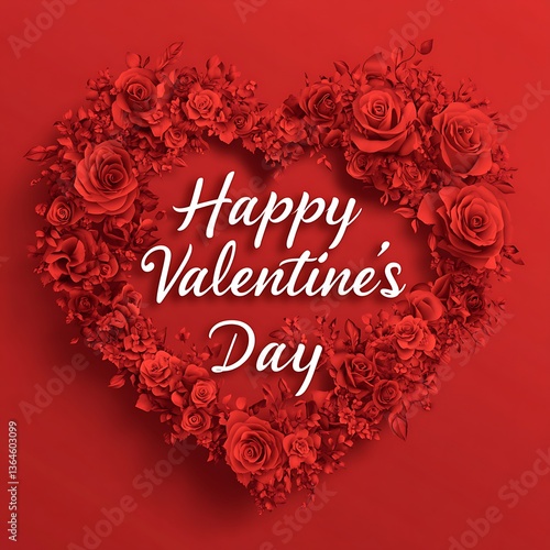 Floral Heart with Happy Valentine's Day Greeting Image