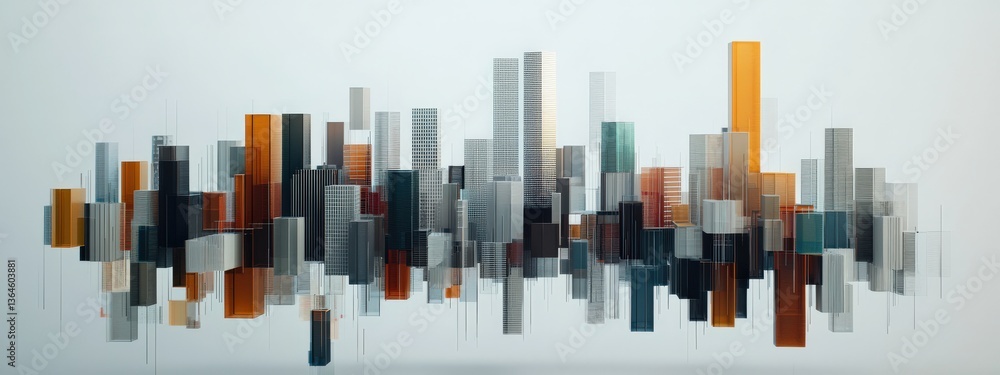 Obraz premium A bar chart made of skyscrapers representing market fluctuations