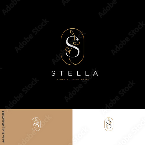 Stylish S Lettermark Logo Featuring Floral Elements for Premium Branding | Fully Editable