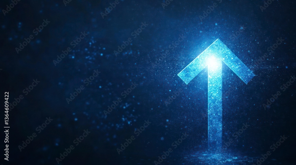 Fototapeta premium Upward arrow, glowing, digital