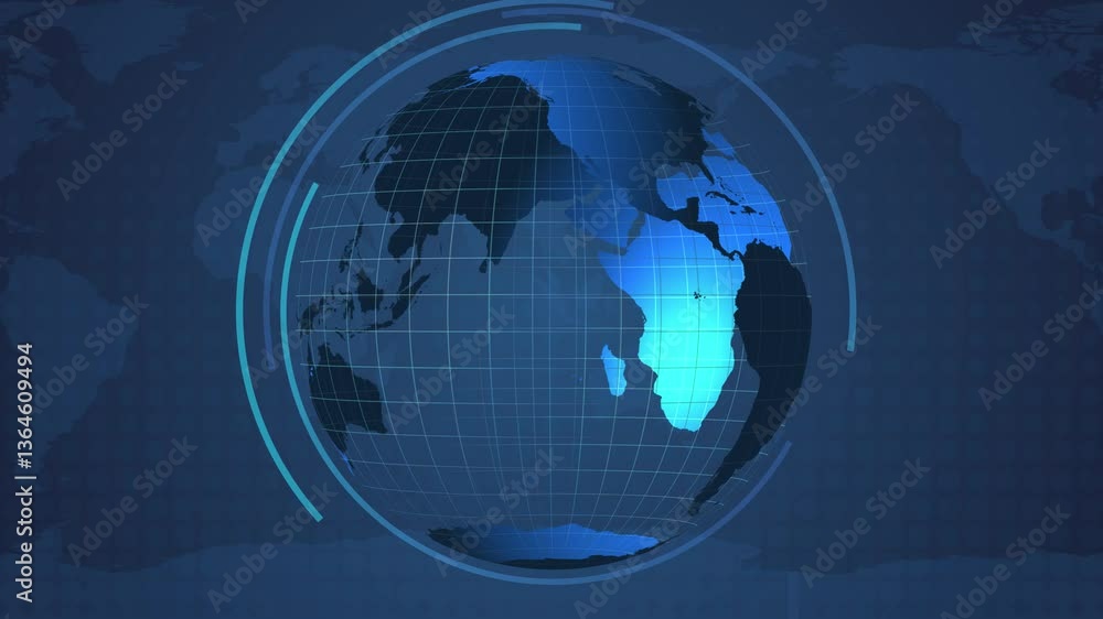 Dynamic Rotating Globe with Blue Digital Overlay Dynamic Rotating Globe with Blue Digital Overlay