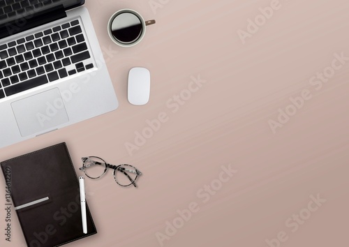 office desk with laptop for business wallpaper background. business technology with color peace background. vector illustration with business pattern