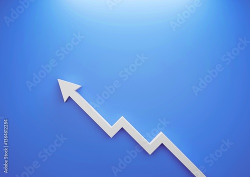 business graph on blue background and arrow. Arrow up with blue background for wallpaper background. vector illustration for business purpose pattern gradient.