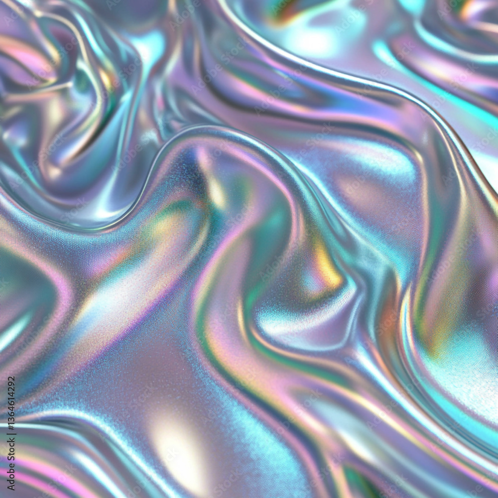 Obraz premium Metallic Blue Fluid Waves Swirling in Soft Motion with Smooth Silk-like Texture