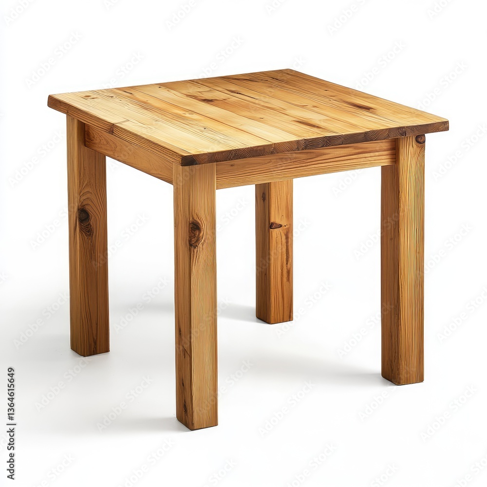 Simple, light-colored wooden square side table. Features a solid wood construction with a natural wood grain finish and clean lines Simple, light-colored wooden square side table. Features a solid wood construction with a natural wood grain finish and clean lines