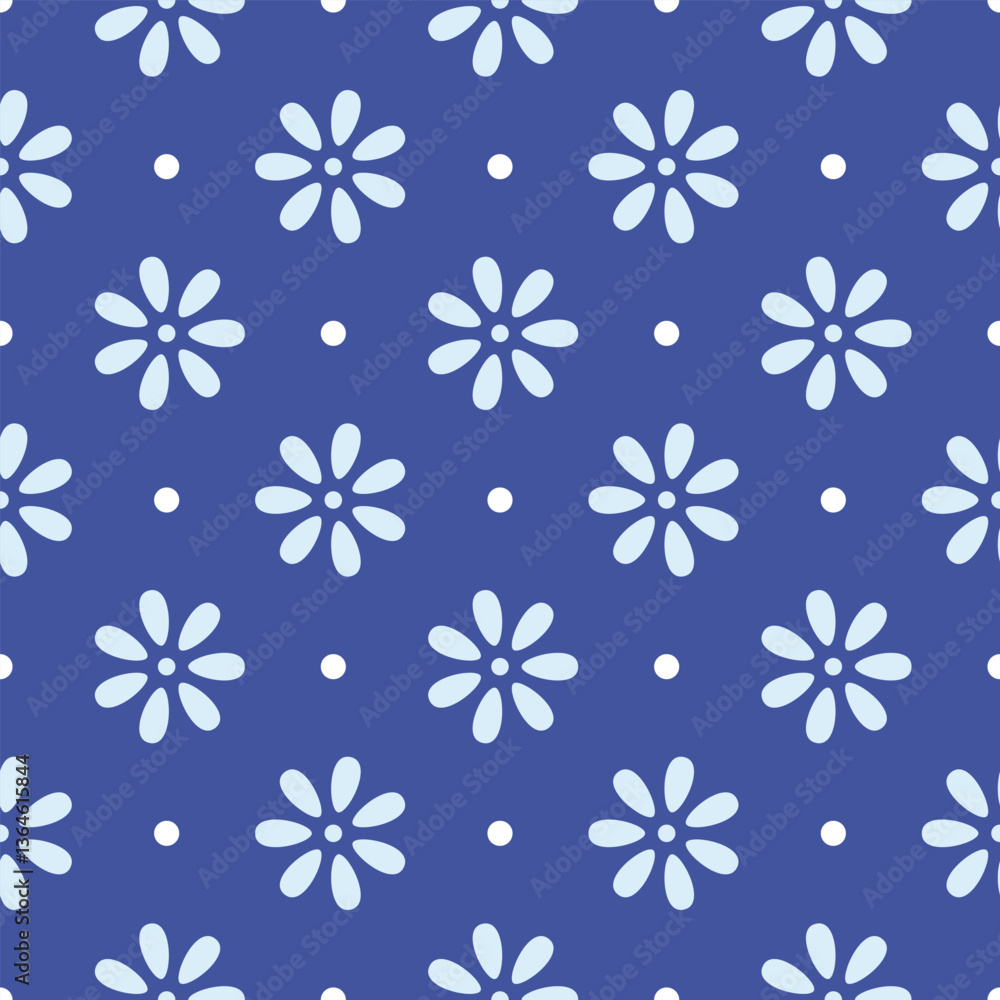 Japanese Cute Star Flower Vector Seamless Pattern Japanese Cute Star Flower Vector Seamless Pattern