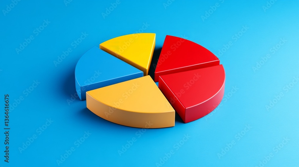 Obraz premium Simplified D pie chart with soft separation between slices, designed for corporate decks