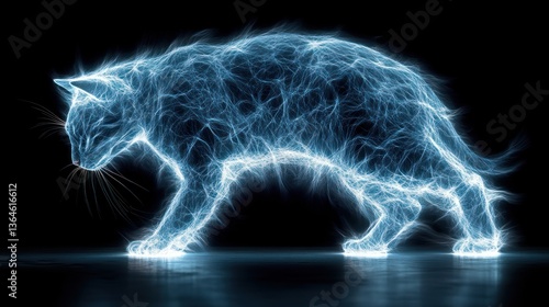 Electrifying Feline: A Mystical Cat in Energy Form