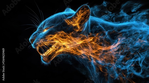 Fiery Cougar: A Digital Art Masterpiece