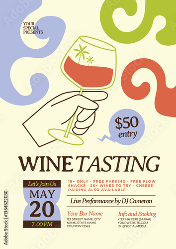 Modern Colorful Playful Wine Tasting Event Flyer