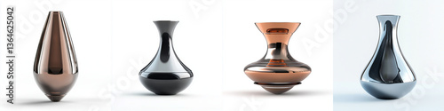 Obraz na płótnie Sleek and modern vases with sci fi aesthetic, showcasing unique shapes and reflective surfaces that create captivating visual appeal w salonie