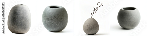 Obraz na płótnie Smooth stone like vases in various shapes, showcasing minimalist design and natural textures, perfect for modern decor and floral arrangements w salonie