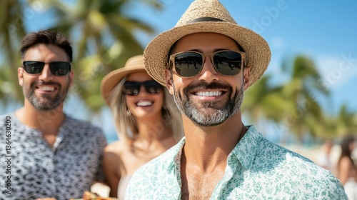 Elegant Group photo at family barbecue with smiles sunglasses and messy plates celebrating togetherness in the USA 