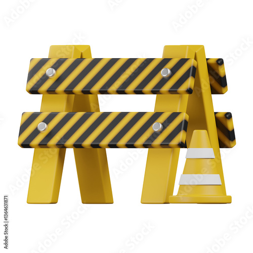 Road Block 3D Illustration