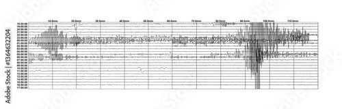 Seismic measurement recorded on seismogram card