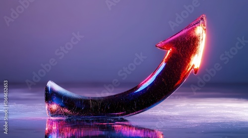 Upward Trend   Abstract Glass Arrow  Growth  Success  3D Render